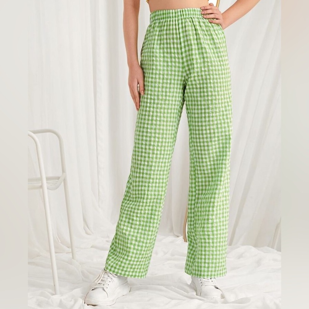 SHEIN Green Gingham Women's Pants
